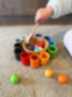 Wooden Bowl & Spoon with Balls & Cups